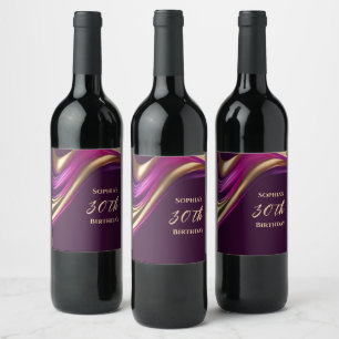 Modern Table Decor-Purple Pink and Gold- Wine Label