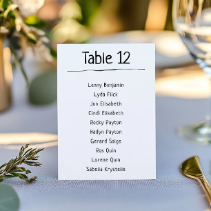 Modern Table Number Seating Chart
