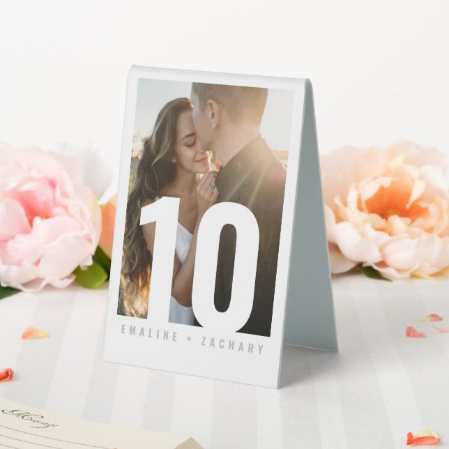 Modern Table Number with Photo Table Tent (In SItu (Wedding))