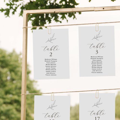 Modern Table Seating Chart Olive Leaf Branch Card