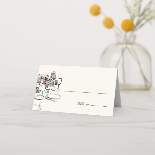 Modern Table Sketch Rehearsal Dinner Place Card