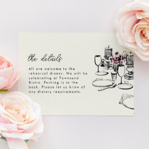 Modern Table Sketch Rehearsal Dinner RSVP Card