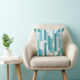 Modern Tabs, Aqua, Cerulean Blue, Turquoise Throw Pillow