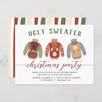 Modern Tacky Ugly Sweater Christmas Party Invitation Postcard