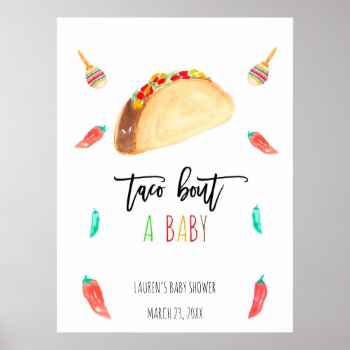 Modern Taco Bout A Baby Fiesta Baby Shower Welcome Poster