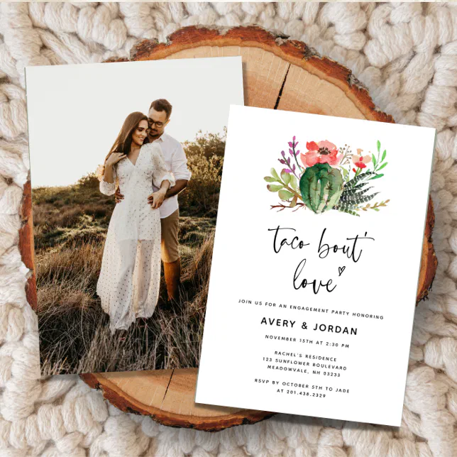 Modern Taco Bout Love Cactus Engagement Party Invitation | Zazzle