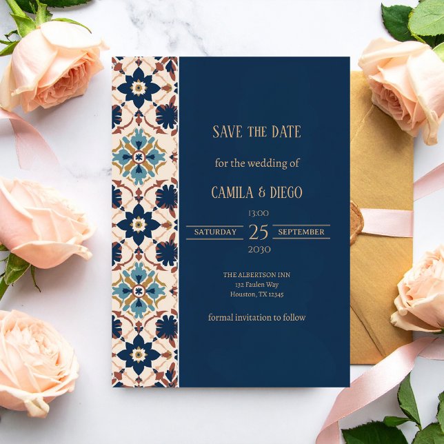 Modern Talavera Heritage Elegant Save the Date (Creator Uploaded)