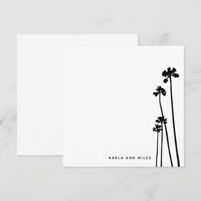 Modern Tall Palm Trees Exotic Tropical Island Note Card (Front/Back)