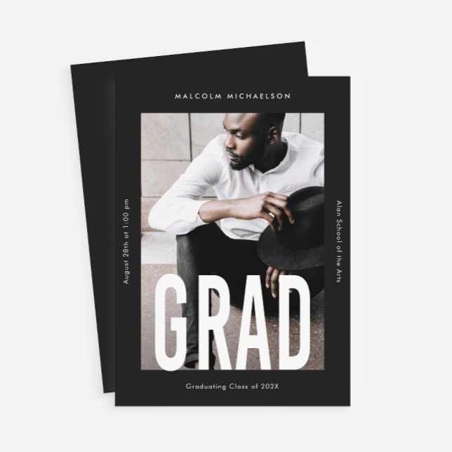 Modern Tall Type One Photo Graduation Announcement (Creator Uploaded)