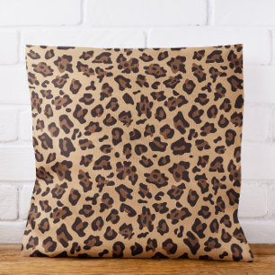 Modern Tan and Brown Leopard Spot Throw Pillow