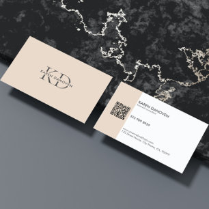 Modern Tan and White Monogram Professional Business Card