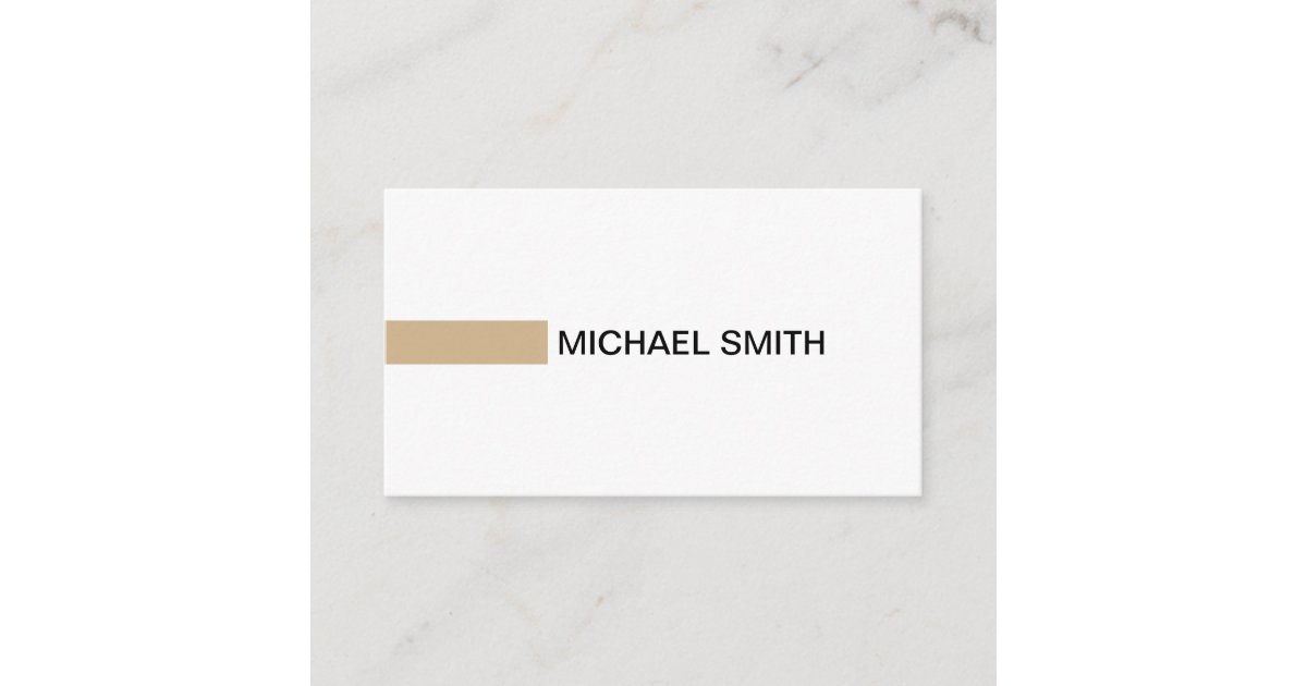 Modern Tan Elegant Professional Plain White Business Card Zazzle