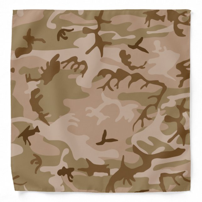 Modern Tan Green Desert Military Camo Camouflage Bandana (Front)