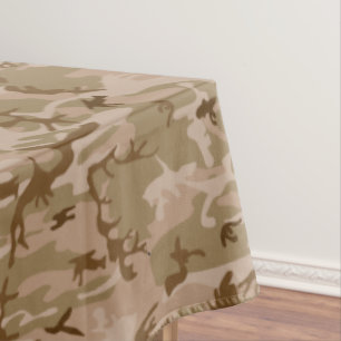 Modern Tan Green Desert Military Camo Camouflage Tablecloth