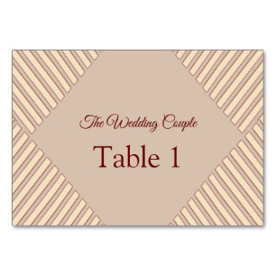 Modern Tan - Marsala-wine tone stripes Table cards