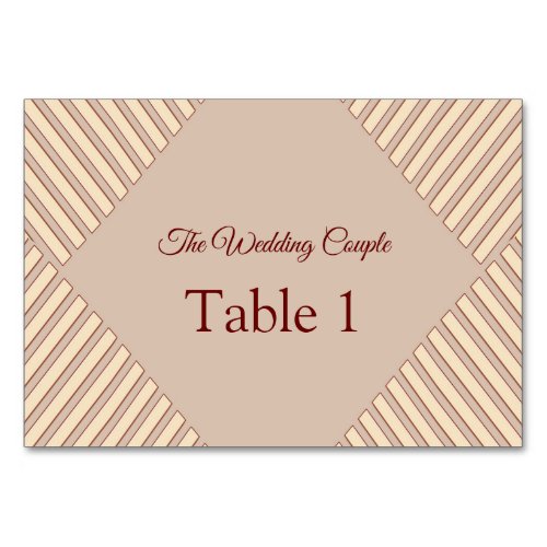 Modern Tan _ Marsala_wine tone stripes Table cards