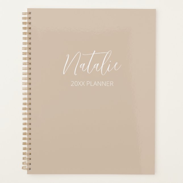 Modern Tan Personalized Planner (Front)