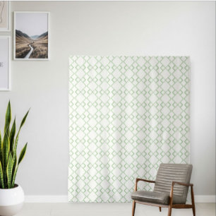 Modern Tapestry with Green and White Geometric