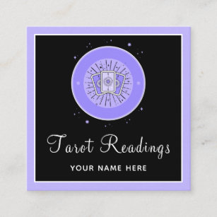Modern Tarot Reading Fortune Teller Purple & Black Square Business Card