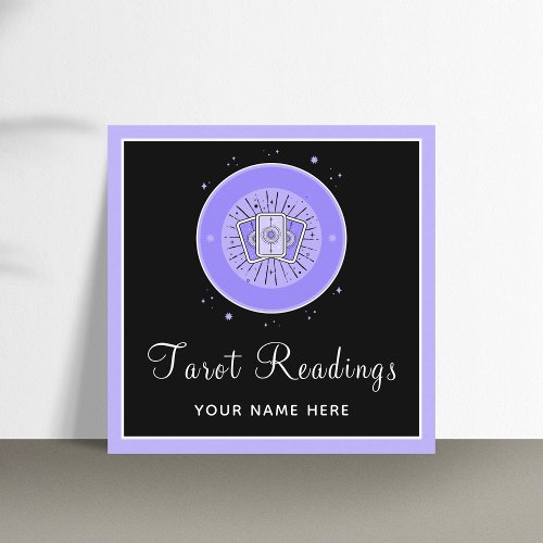 Modern Tarot Reading Fortune Teller Purple  Black Square Business Card