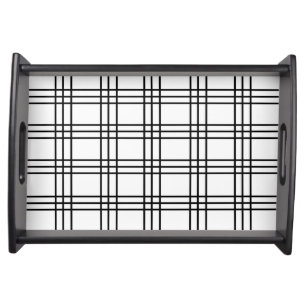 Modern Tartan Black and White Plaid Serving Tray