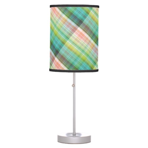  Modern Tartan Green Tan Plaid Pattern Table Lamp