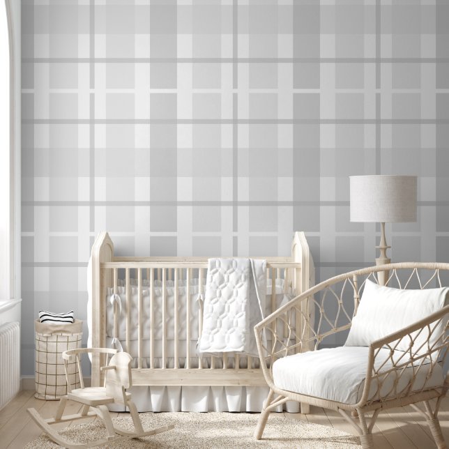 Modern Tartan Pastel Gray Pattern Wallpaper (Kids)