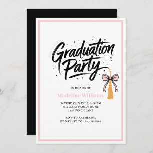 Modern Tassel Bow Graduation Party Invitation