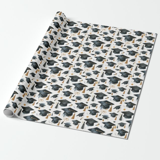 Modern  Tassel Graduation Congratulations hats  Wrapping Paper (Unrolled)
