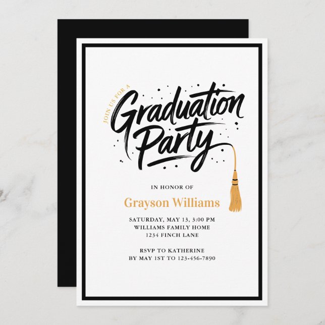 Modern Tassel Graduation Party Invitation (Front/Back)