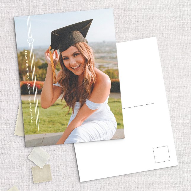 Modern Tassel Photo Graduation Announcement Postcard (Creator Uploaded)
