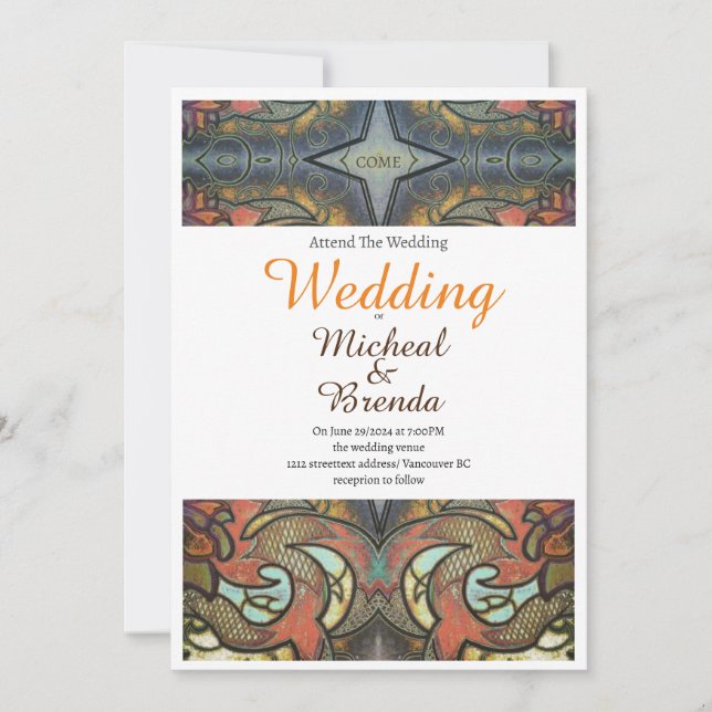 Modern Tattoo Art Wedding Invitation (Front)