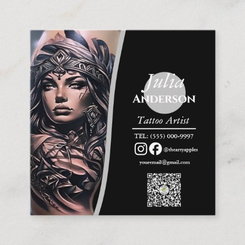 Modern tattoo Artist  Business aftercare Square Business Card