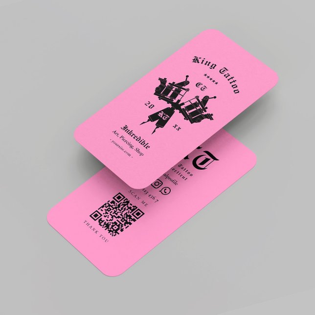 Modern Tattoo Artist Monogram Black and Pink Business Card (Modern Tattoo Artist Monogram Black and Pink Business Card
)