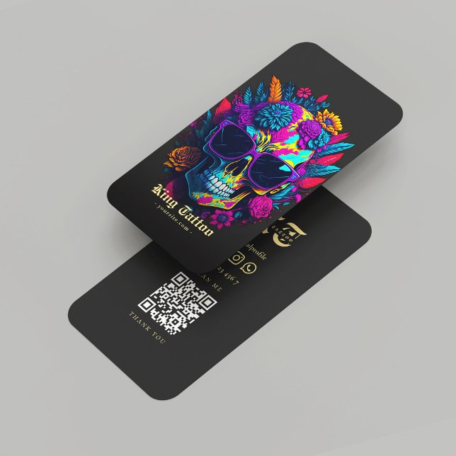 Modern Tattoo Artist Monogram Black Gold Business Card (Modern Tattoo Artist Monogram Black Gold Business Card
)