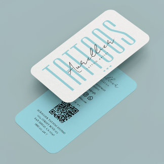 Modern Tattoo Artist Pastel Blue Tattooist Business Card