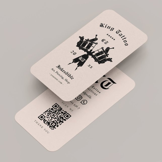 Modern Tattoo Artist Sand Monogram Business Card (Modern Tattoo Artist Black Pink Pastel Monogram Business Card
)