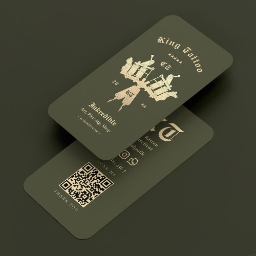 Modern Tattoo Artist Tattooist Army Green Business Card