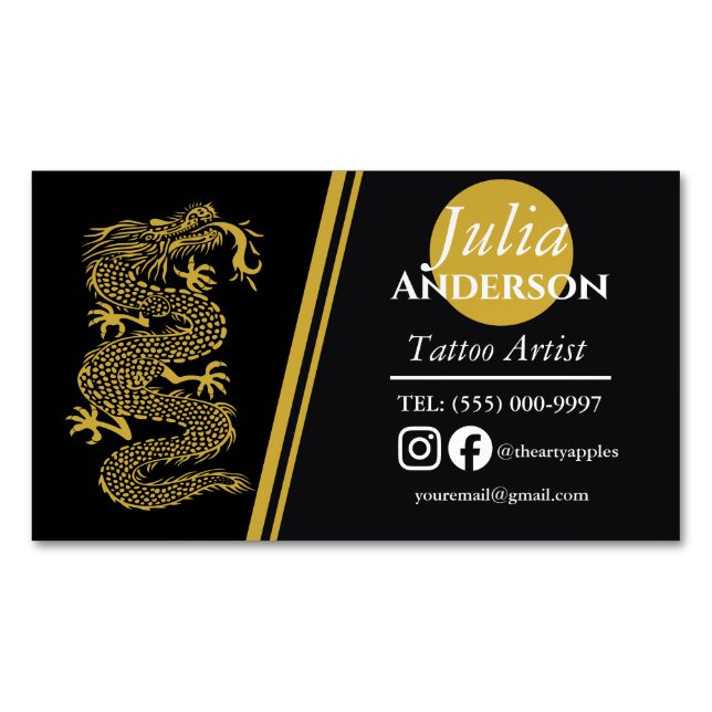 Modern Tattoo Business Card Magnet (Front)