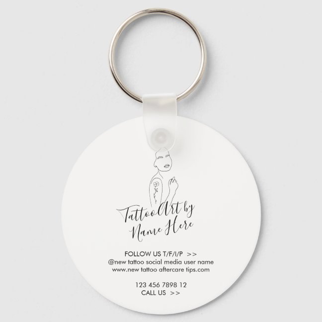 Modern Tattoo girl art script typography Keychain