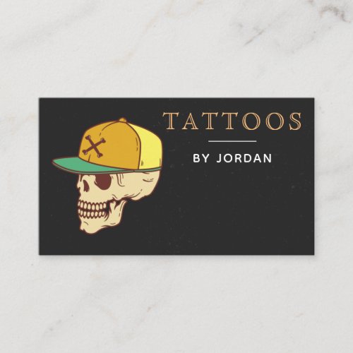 Modern Tattoo Master Artist Shop Funky Skull Bones Business Card