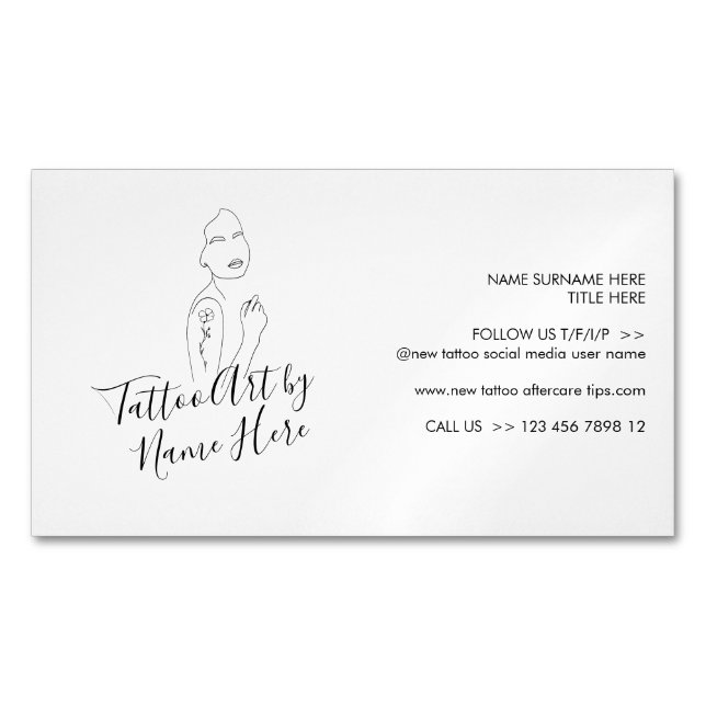 Modern Tattoo script typography Business Card Magnet (Front)