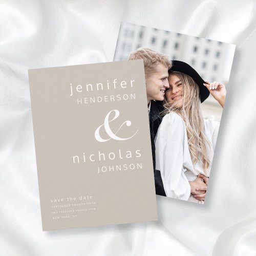 Modern Taupe Ampersand Photo Save The Date