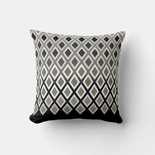 Modern Taupe  Black Diamond Pattern Accent Throw Pillow