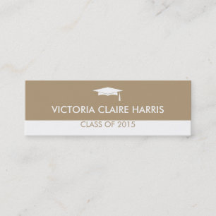 Modern taupe color block graduation name card