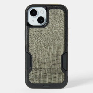 Modern Taupe Croc Leather Texture iPhone 15 Case