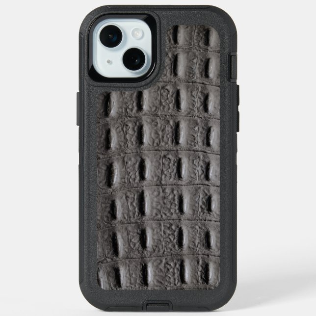  Modern Taupe Croc Leather Texture iPhone 15 Plus Case (Back)