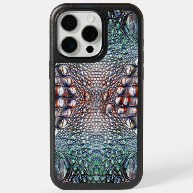  Modern Taupe Croc Leather Texture iPhone 15 Pro Max Case (Back)