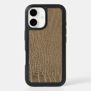 Modern Taupe Croc Leather Texture iPhone 16 Case