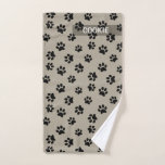 Modern Taupe Cute Paw Print Pattern Dog Towel<br><div class="desc">Why use a worn out cloth to clean your dog's paws after a muddy walk? He will just be as happy to have a pretty, personalized towel (and nobody will ever steal it again to clean up the kitchen floor)! Cute paw prints pattern with name to personalize. Main colors of...</div>